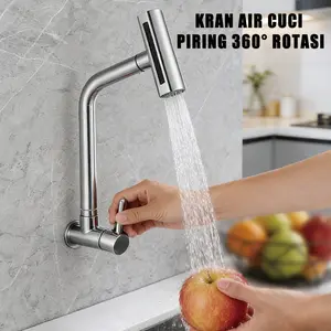 Kran Wastafel Dapur Air Terjun 4 Fungsi Stainless Tahan Karat