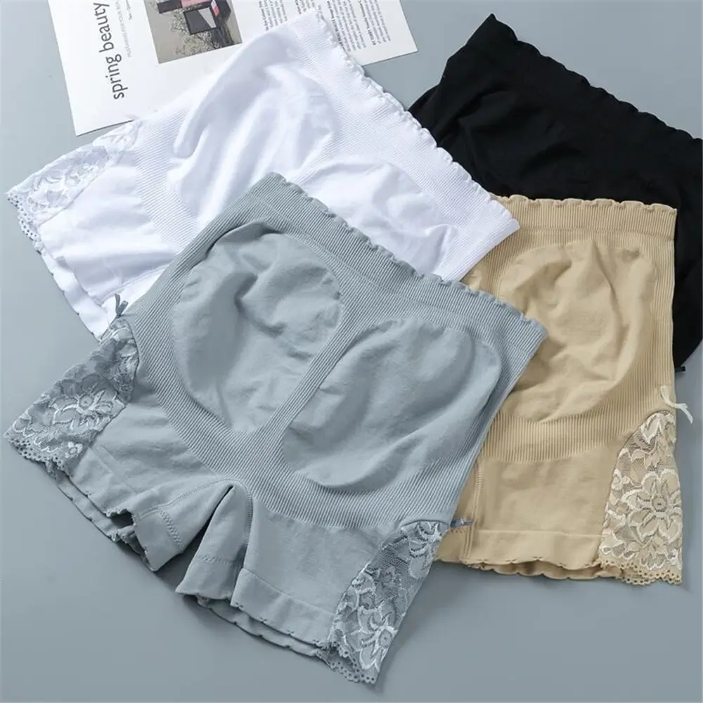 Quần An Toàn Ren Không Đường May, Dành Cho Nữ, Cạp Cao, Chất Liệu Cotton, Đáy Quần, Thoải Mái, Phù Hợp Với Bụng, Thích Hợp Cho Mùa Hè, Quần Đùi Mặc Trong