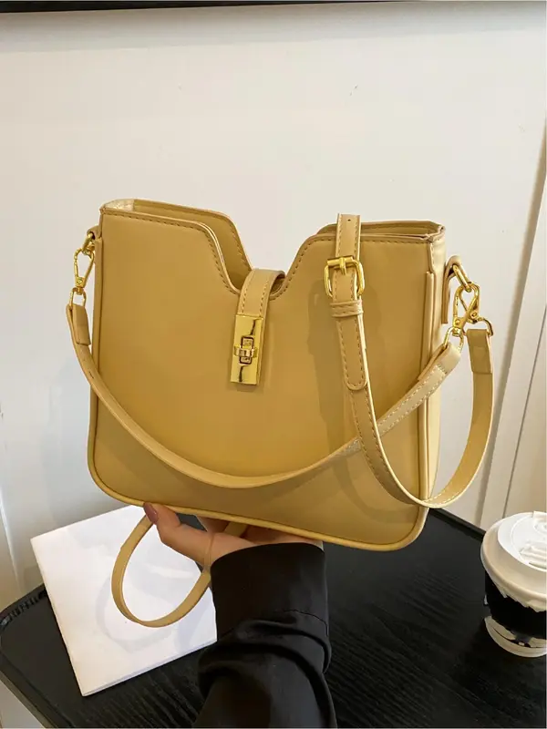 Women's Solid Color Shoulder Bag, Fashionable Minimalist Underarm Bag for Daily Used, Casual Trendy Versatile High-quality Daily Commuting Bag 3