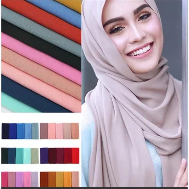 ผ้าคลุมชีฟองสีพื้นพันยาว เกรดพรีเมี่ยม ใส่สบายๆ ไม่ร้อน รุ่น 180×75 สีสวย ผ้านิ่ม