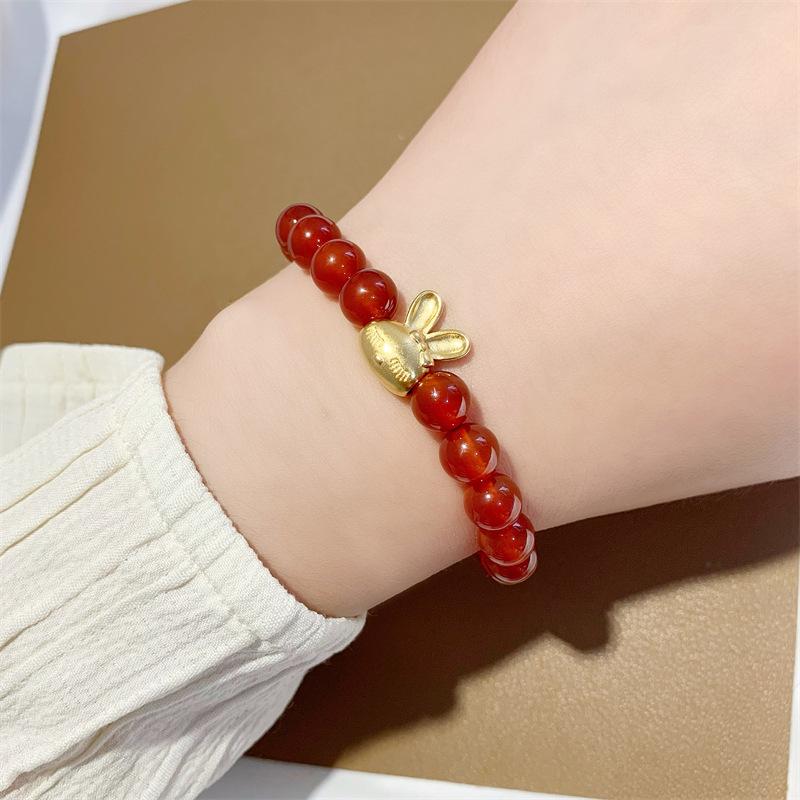 Product Introduction of Vòng Tay Mã Não Đỏ Thỏ Vàng Nhỏ Trang Sức Vàng Chiếm Phí, Năm May Mắn, Vòng Tay Thỏ, Dành Cho Nữ, Không Phai Màu, Năm Kỷ Niệm Mới Năm 2025 vòng  tay  cho  nam vòng  trầm  hương vòng  trầm  hương 5