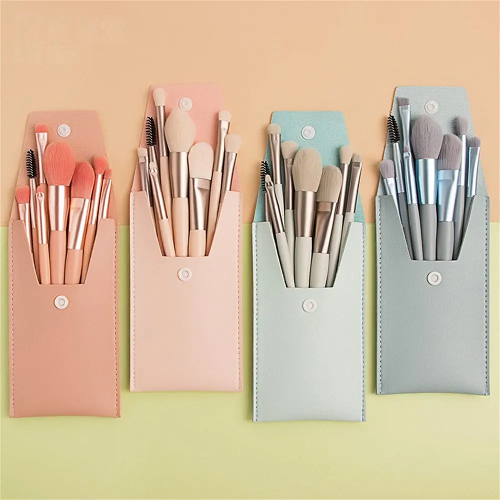 Bộ Cọ Trang Điểm Mềm Bồng Bềnh 8 Chiếc, Cho Mỹ Phẩm, Mini Cầm Tay, Thích Hợp Cho Kem Nền, Phấn Đánh, Bút Bắt Sáng Phấn Mắt, Kem Che Khuyết Điểm Dạng Lỏng, Cọ Trang Điểm Pha Trộn, Dụng Cụ Làm Đẹp Kèm Túi Nữ （túi nước/gói）