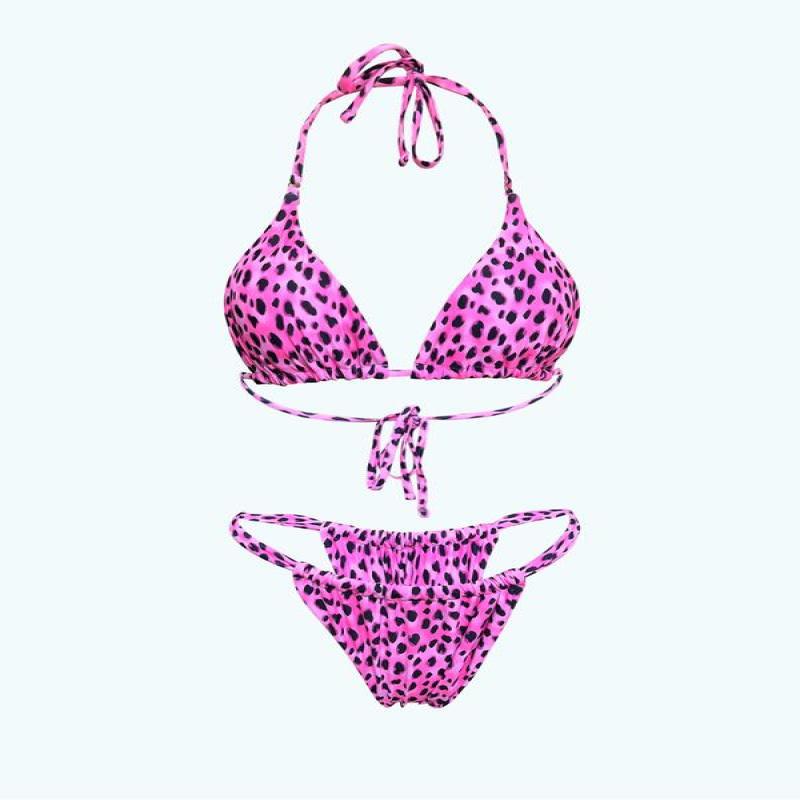 Two-Piece Set Women's Solid Tie Back Halter Bikini Triangle Top & Thong Swimwear Set, Casual Chic Swimwear Set, Ladies Summer Beach Holiday Vacation Swimsuit, 2 Piece Sets Women 8