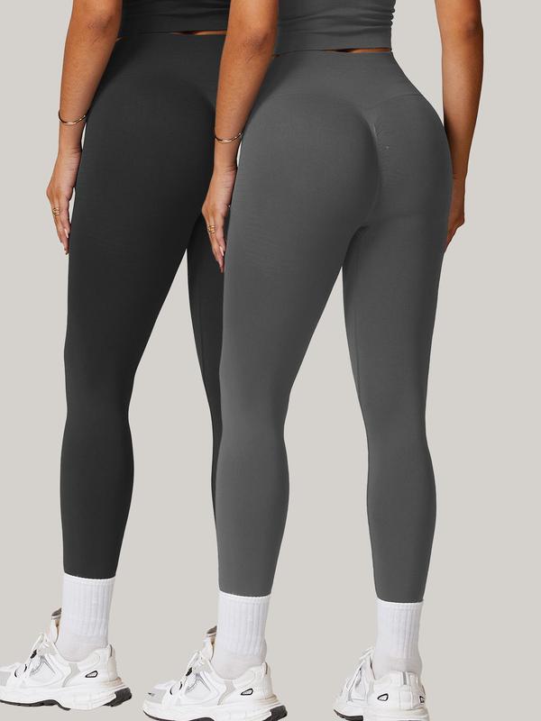 Women's Solid High Waist Seamless Sports Skinny Pants, Sporty Comfy Breathable Leggings for Yoga Gym Workout, Ladies Sportswear for All Seasons 5