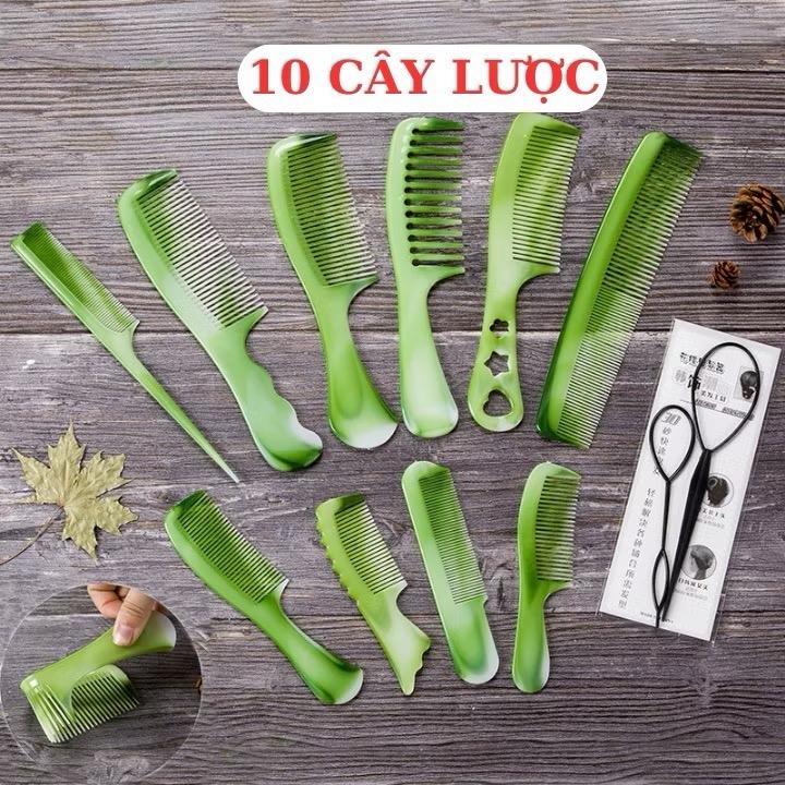 Bộ 10 Lược Răng Thưa và Lược Răng Nhỏ Mẫu Mới - Lược chải tóc, cắt tóc 0