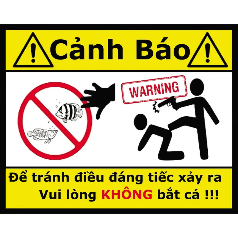 Logo cảnh báo vui nhộn dán bể cá cảnh , có keo sẵn , nhiều mẫu mã 4