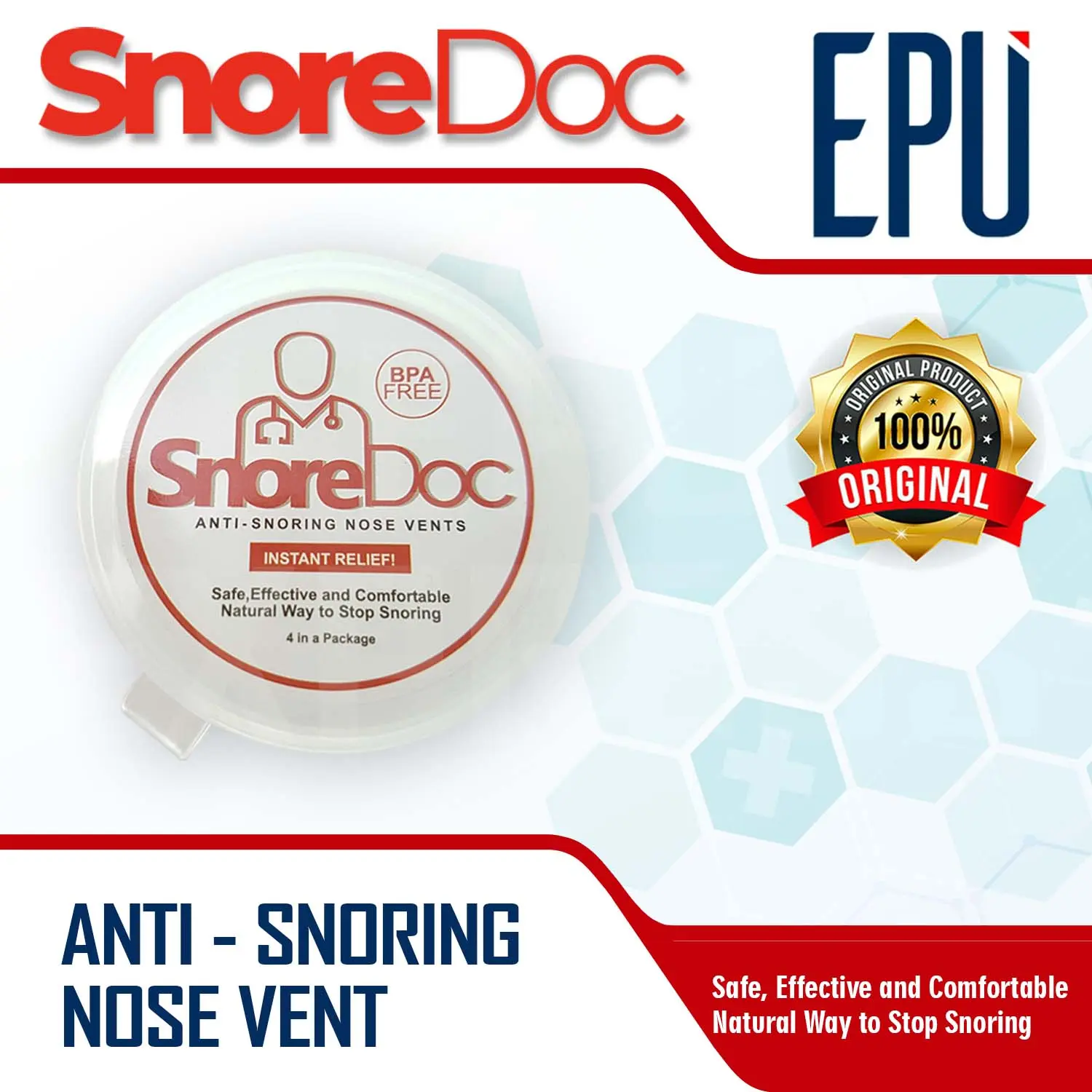 SnoreDoc (4 Pcs) BPA Free Anti Ngorok Anti Dengkur Snore Stopper