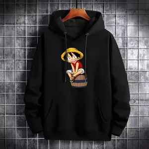 Hoodie Luffy Drum Bahan Fleece Sweater Motif Sablon Gambar DTF Print