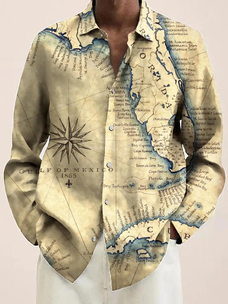 Product Introduction of Men's Vintage Animal Print Long Sleeve Shirt 2023 Fashion Design Luxury Long Sleeve Tops Men's Four Seasons Button Lapel Shirt Menswear Lingerie 1