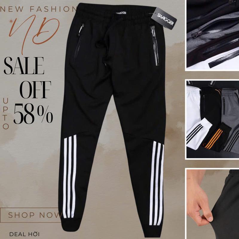 Quần Thể Thao Jogger Phối Sọc Nam Hàng Hiệu ND-STORE. Quần Jogger Nam Bo Gấu Cao Cấp. Bigsize Size Từ 40kg Đến 100kg. Vải Poly 2 Da Cao Cấp, Dày Dặn, Co Dãn, Thấm Hút Mồ Hôi. Túi Khóa Zip Sịn Sò. Mặc đi Làm hay đi Học, Tập gym,...Unisex