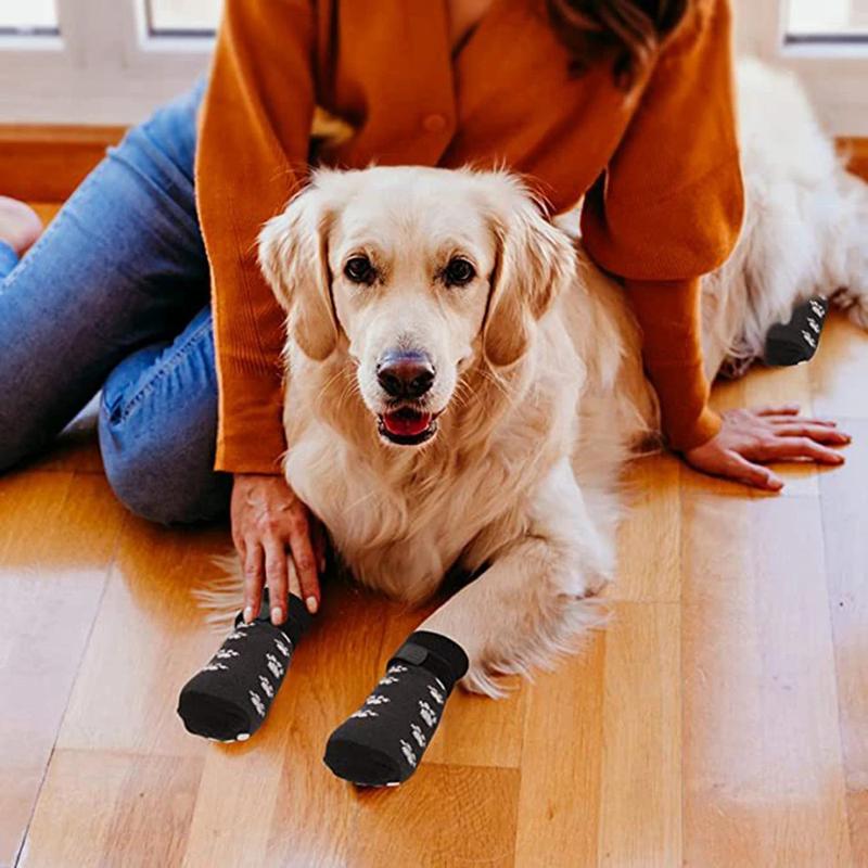 Product Introduction of 4Pcs Winter Warm Dog Socks Adjustable Anti Slip Skid Pet Shoes Socks Soft Breathable Paw Protector for Small Puppy Cat Dogs 6