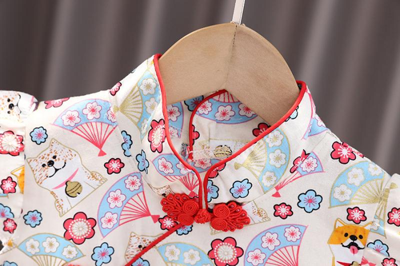 Product Introduction of Trang Phục Han Phong Cách Trung Quốc Mùa Hè Cho Bé Gái Sườn Xám, Ngắn Tay, Váy Cải Tiến Cho Bé Mỏng, Bộ Sưu Tập Mới Mùa Hè 2024 váy  baby tee vaybe đầm  xinh 8