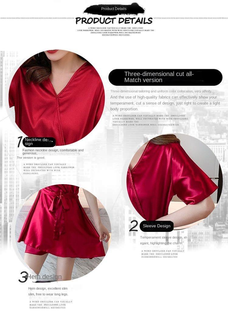 Product Introduction of Pajama women's summer short sleeved two-piece set, ice silk sweet Japanese style can be worn outside, spring and autumn home clothes, summer imitation silk Nightwear Womenswear Lingerie Loungewear Homewear Pjs Basic Minimalist 3