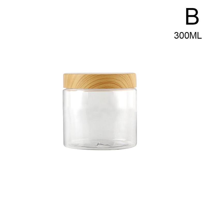 Product Introduction of Wide Mouth Transparent Plastic Bottle, Nut Wood Grain Kitchen Storage Tank Moisture-proof Home C1I1 35