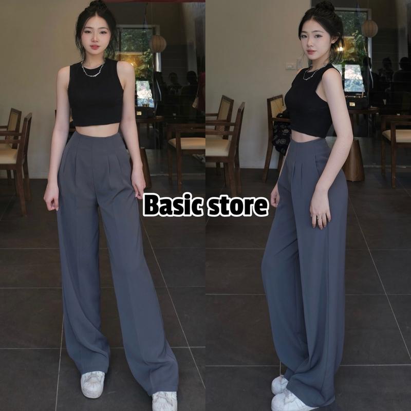  Quần Cạp Liền Ống Rộng Lưng Cao Chất Gold Mỹ Mềm  Mịn  dưới mét 58 cắt gấu   MS_04  