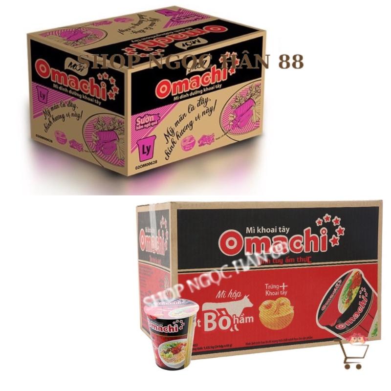 Thùng 24 Mì Ly khoai tây Omachi xốt bò hầm Sườn hầm 68g