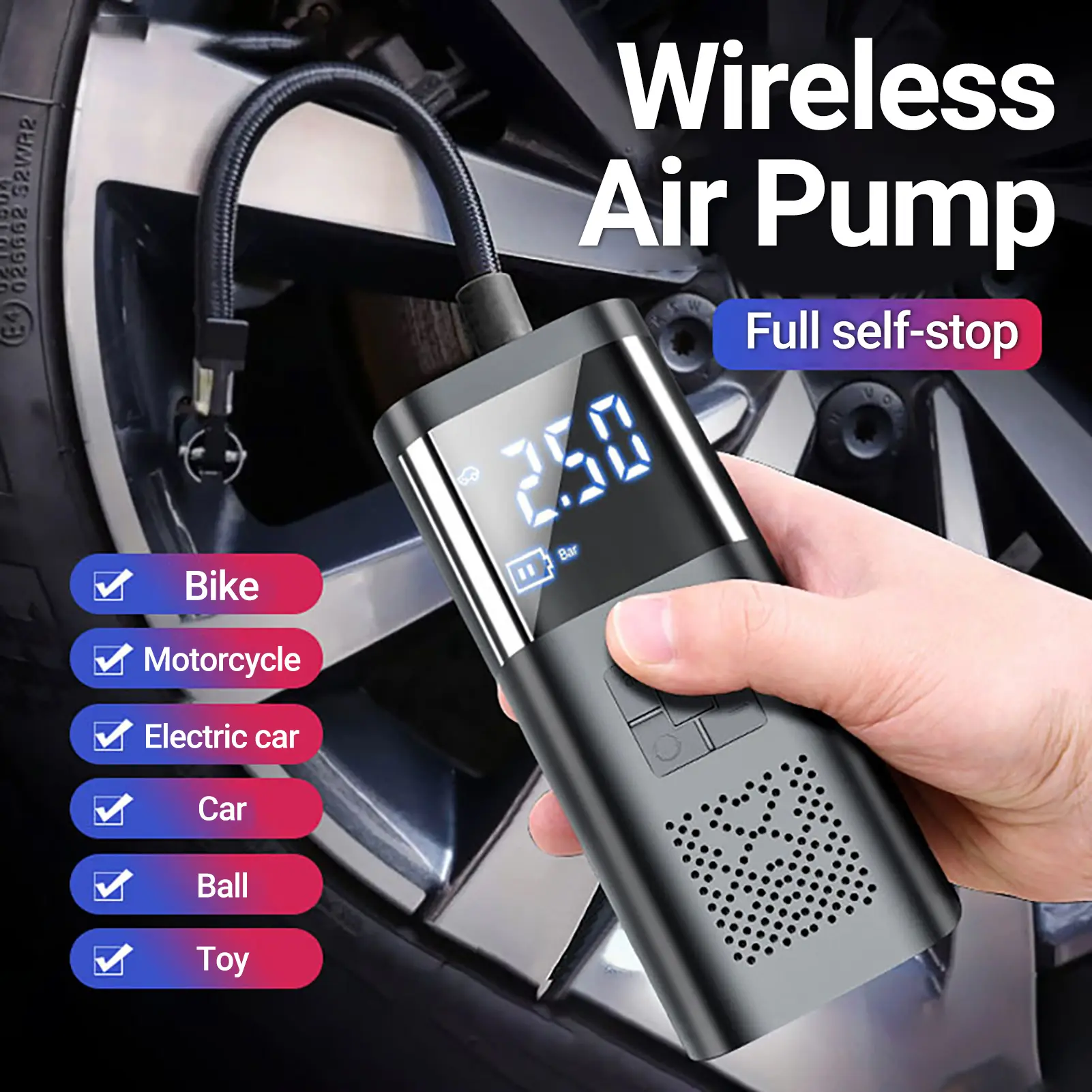 Inflator Pump High Power Digital Display Wireless Car Tire Bicycle Motorcycle Ball Electric Air Pump for Vehicle