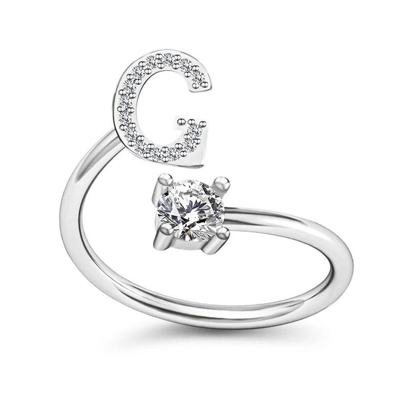 Fashion Exquisite Simple 26 Initial Letter Adjustable Ring Women Friendship  Gift #314211 6