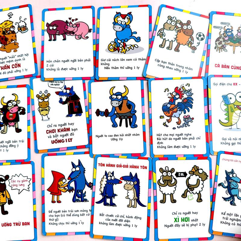 Bộ bài Sói hay Cừu drinkinggame bạn bè boardgame nhậu uống rượu bia nhiều thử thách trò chơi vui nhộn Cards 2