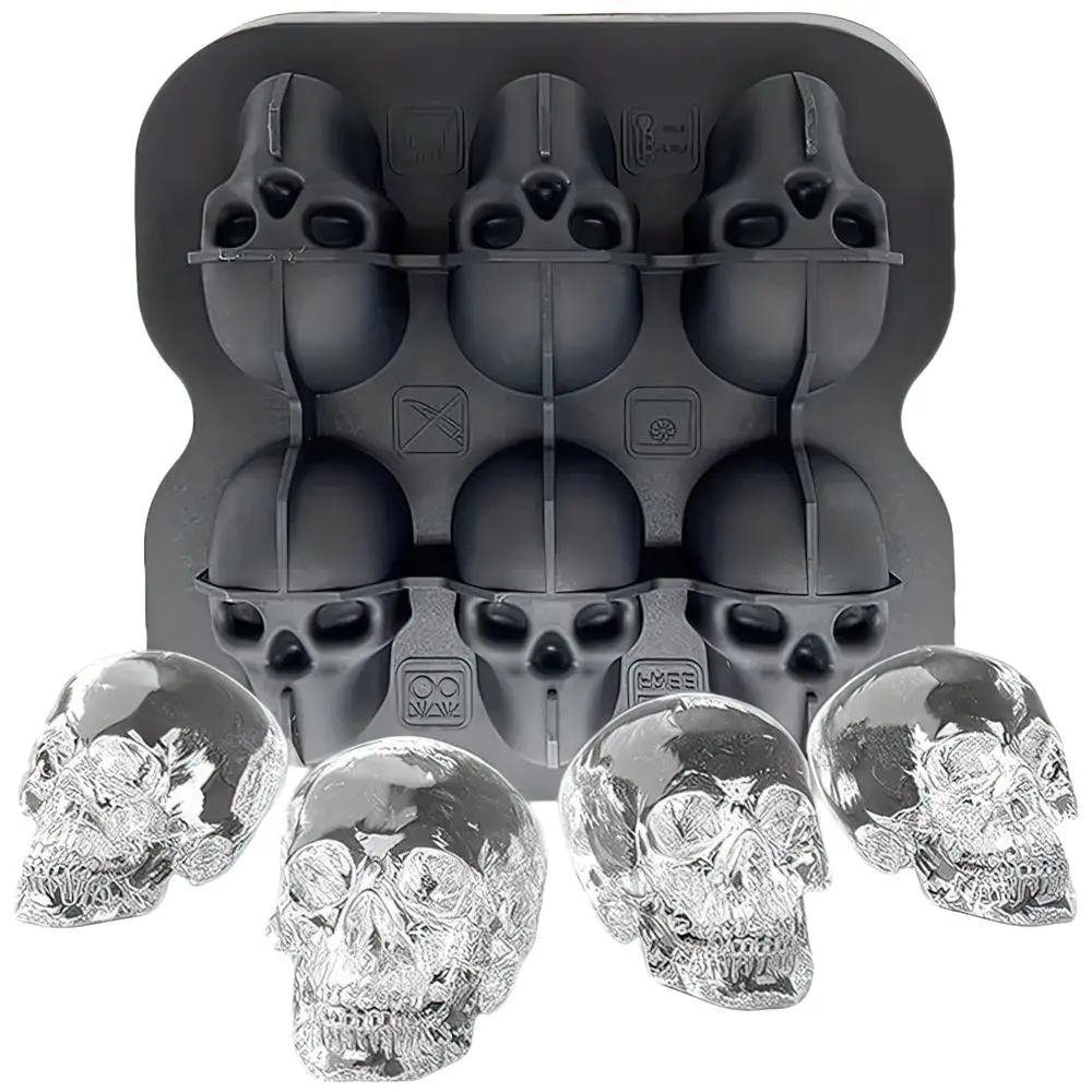 Skull Shaped Ice Ball Mold, Silicone Reusable Multi-grid Ice Cube Tray, Kitchen Gadget for Home Party, Kitchen Accessories, Gadgets For The Home, Summer for Gift, Gifts for Boyfriend, Kitchen Gadgets, Valentine's Day Gift, Birthday Gift Idea