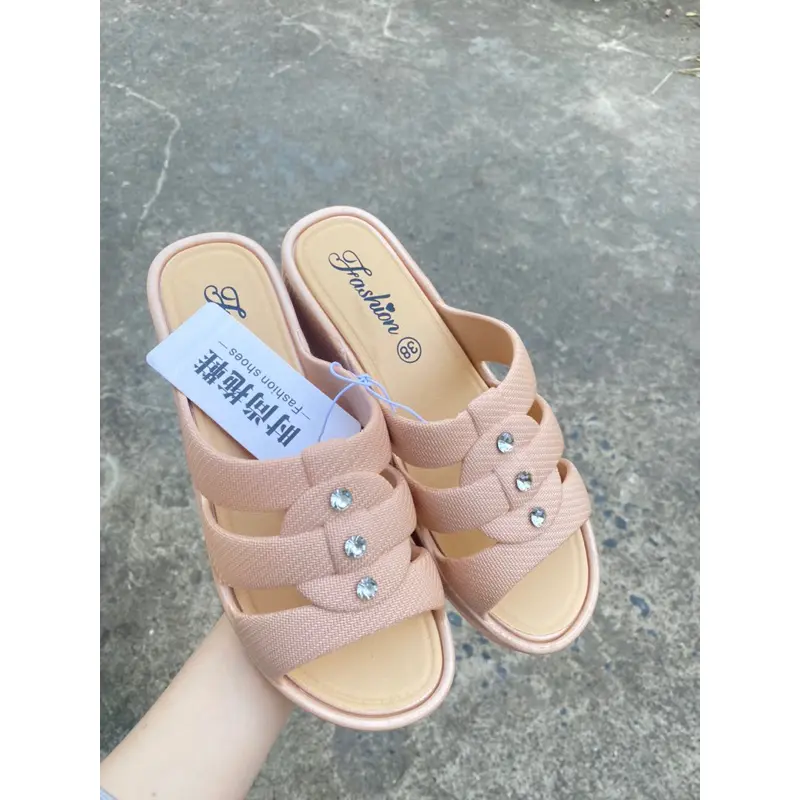 Dép cao su cho người trung tuổi cho mẹ cho bà sang trọng DéP Nữ Shoes GiàY Sandal Đồng Hoa Nhung 7