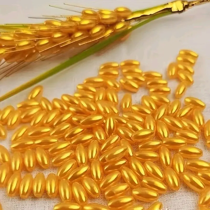 100G Hạt Lúa Vàng 6x12mm Bóng Đẹp Làm Cây Lúa Handmade