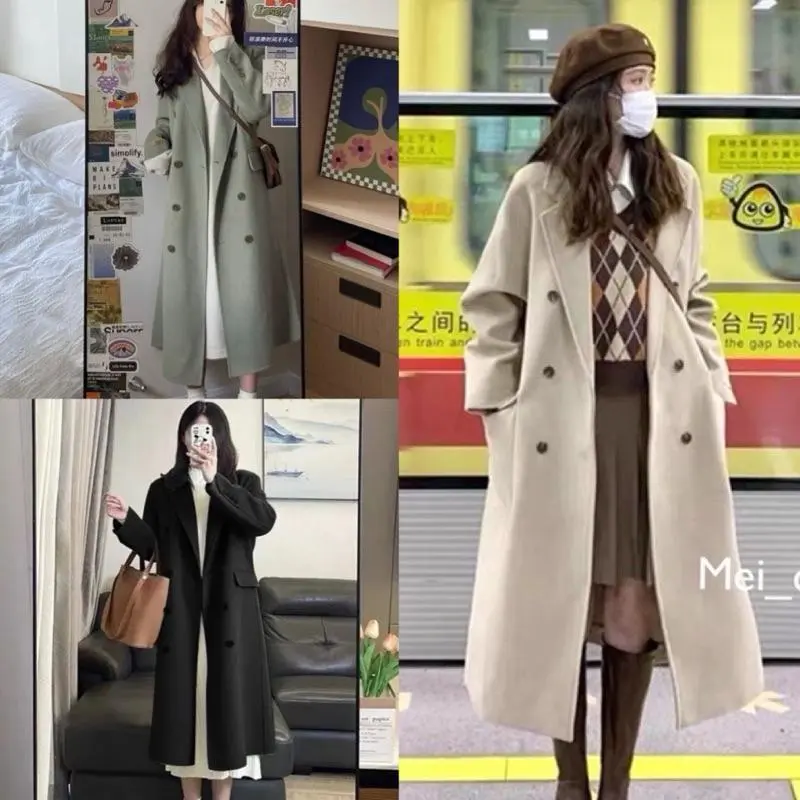 Áo khoác dạ dáng dài đính cúc nắp túi 2 lớp form rộng hàn quốc đen be xanh, Áo khoác blazer cổ vest sang chảnh ulzzang, áo khoác choàng nữ, YAN BOO