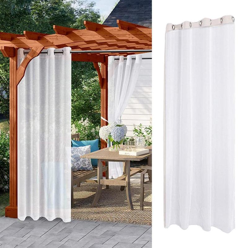 Outdoor Drapes Patio Curtains - 1 Panels Grommets Top Indoor Outdoor Curtains Waterproof White Patio Sheer Pergola Curtains Drape 1