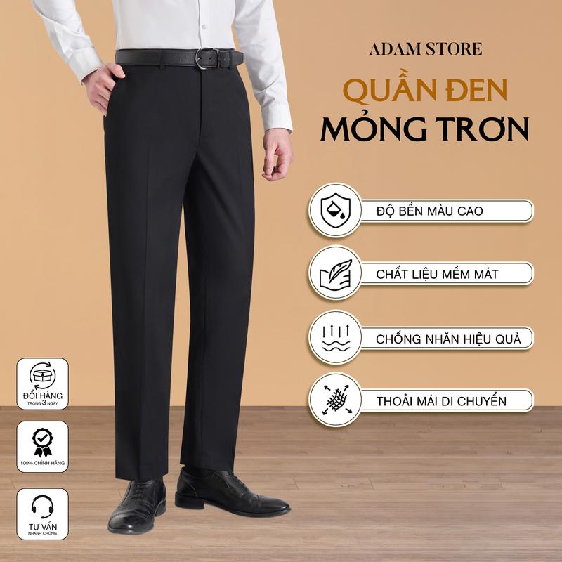 QUẦN ÂU ADAM STORE NAM ĐEN MỎNG TRƠN Q312