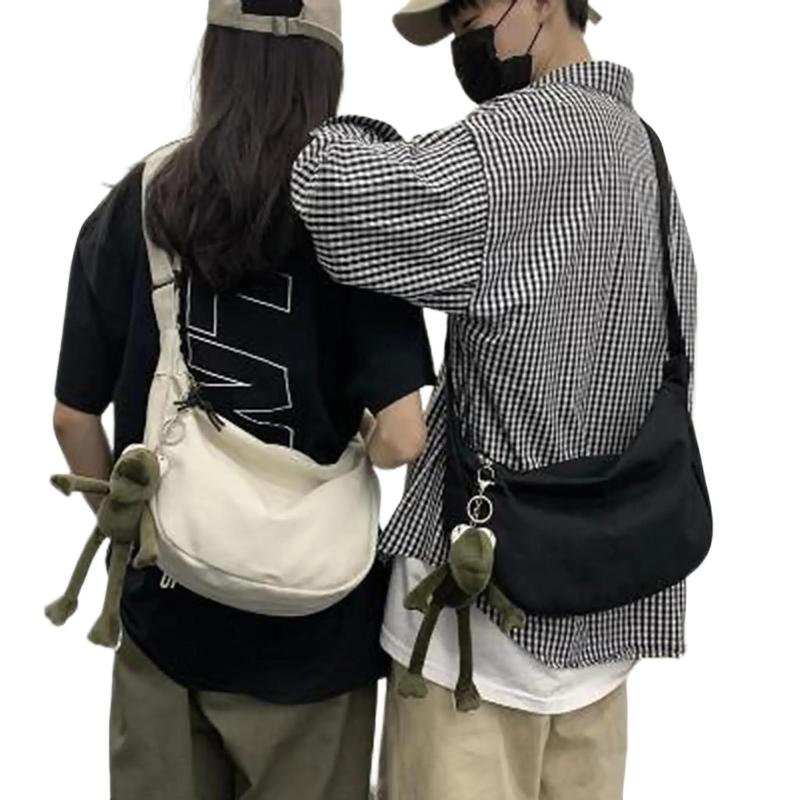 TÚI TOTE ĐEO CHÉO BÁN NGUYỆT VẢI CANVAS PHONG CÁCH ULZZANG ĐỂ SÁCH A4 Đeo Vai Bag