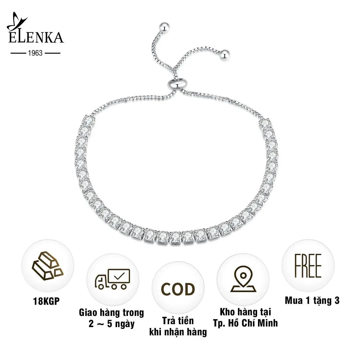 ELENKA - Lắc tay mạ vàng 18k đính đá dang chuỗi thiết kế dây rút phù hợp mọi outfit vòng  tay nữ vòng  tay