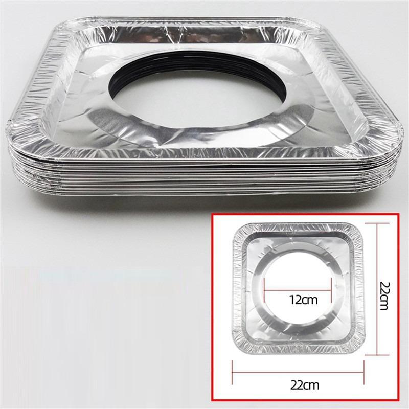 Thảm Bếp Ga, 10 Cái, Thảm Chống Dầu, Làm Bằng Giấy Bạc Nhôm, Chịu Nhiệt, Tấm Lót Làm Sạch, Bảo Vệ Phạm Vi Ga 5