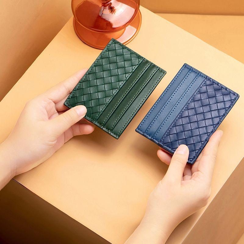 Gói đựng thẻ siêu mỏng, da Thật, túi đựng thẻ dệt thẻ, giấy chứng nhận Nhỏ Thích hợp cho nam và nữ, đựng thẻ Hai Mặt làm bằng da cừu, bộ sưu tập 661 người 4