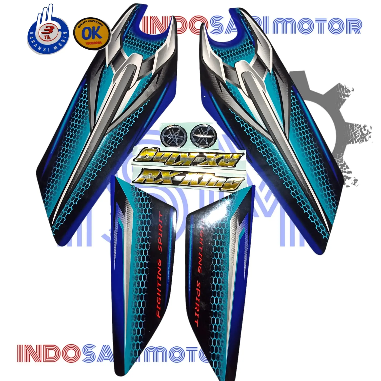 STIKER STRIPING & LIS BODY RX KING 2007 2008 BIRU STANDAR Motorcycle
