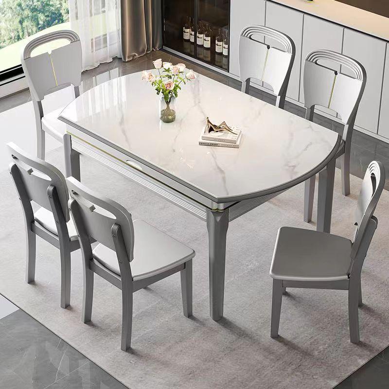 [Free Installation]Extendable Dining Table Minimalist Sintered Stone Dining Table Marble Dining Table Dining Table And Chair Set Dining Room Furniture 1