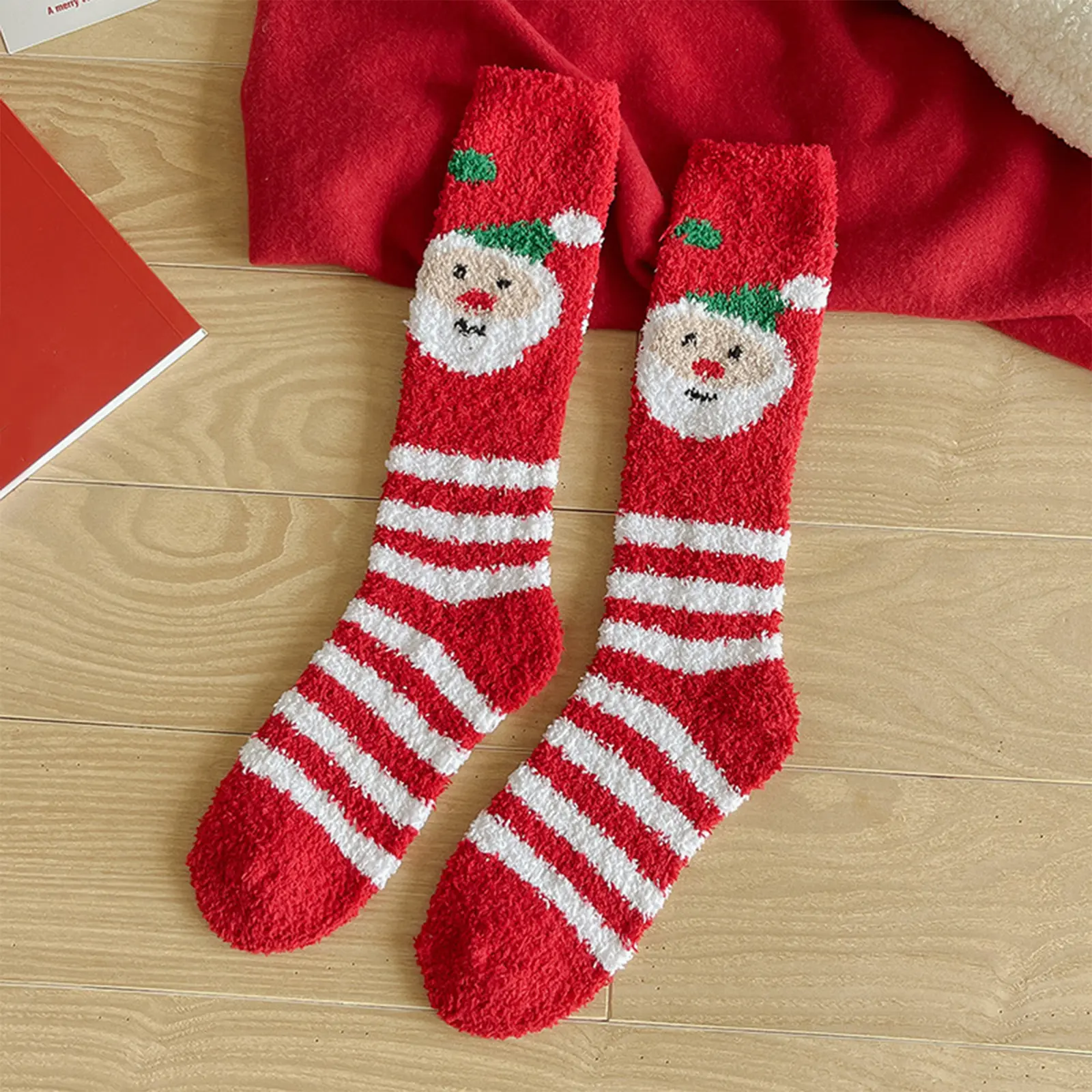 Women Soft Christmas Socks Thickened Fleece Lining Cute Warm Floor Socks Fuzzy Sleep Socks for Indoor Home