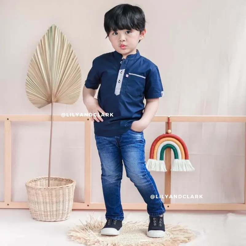 Lily And Clark Celana Jeans Basic Anak Laki-Laki Bahan Nyaman Berkualitas Warna Dark Blue JS03 Fashion 2