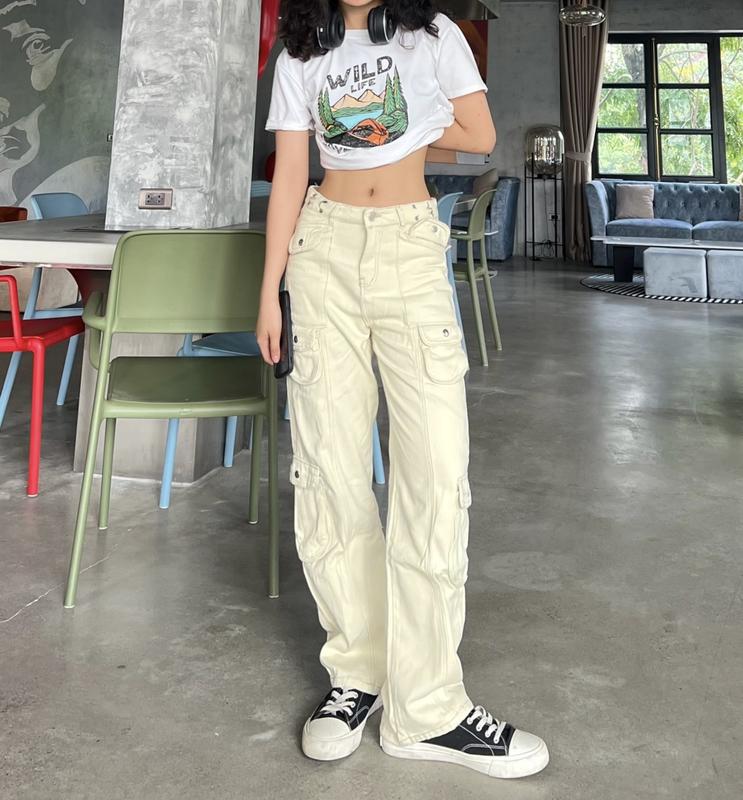  Quần Kaki Cargo Pants nhiều túi Kèm đai Nam nữ Hàng thiết kế siêu Hot - Mullet 