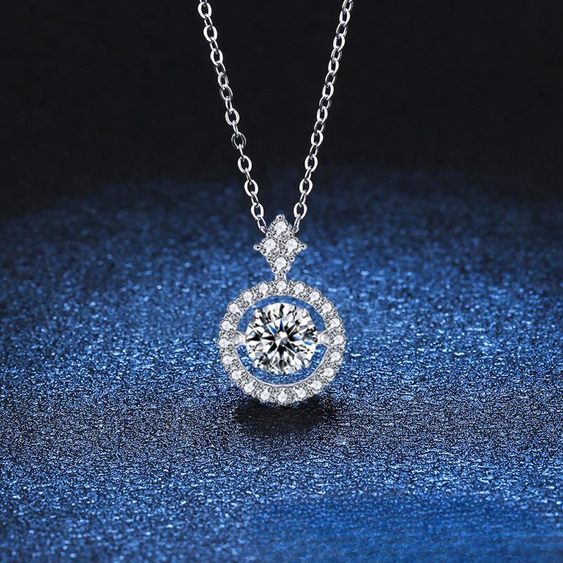 1 carat 925 sterling silver moissanite pendant necklace Star ring with diamond necklace Business white-collar elegant ladies pendant necklace Niche high-end jewelry Holiday couple creative sweet gift Exquisite headdress wire  wrapped  jewellery evil eye 1