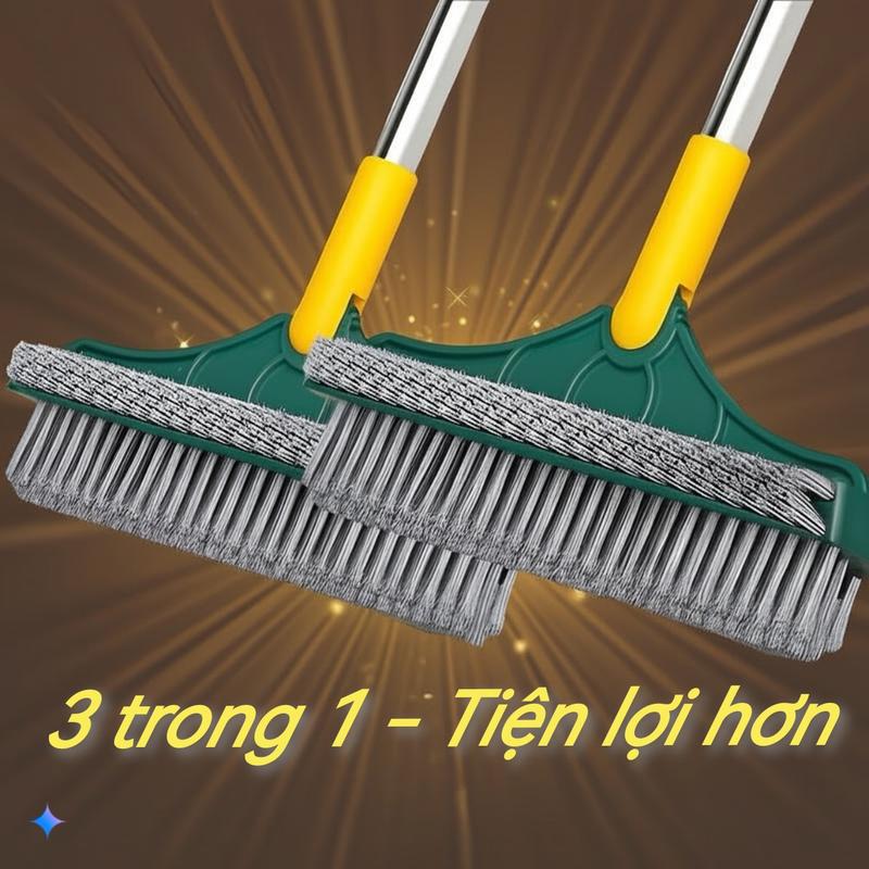3in1 Cây Chổi Chà Sàn Và Gạt Nước Nhà Tắm Nhà Vệ Sinh Đa Năng - Chổi Quét Dọn Chà Toilet WC Sân