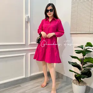 Ghaudens Dress Tatiana Poplin 2969-207 - Baju Casual Wanita Panjang Kancing Hidup Lengan Panjang Fit to L Allsize