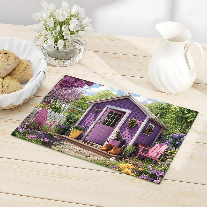 Kitchen Garden Pattern Cutting Board, Durable Non-slip Chopping Board with Handle, Heat Resistant Kitchen Decor, Kitchen Accessories 4