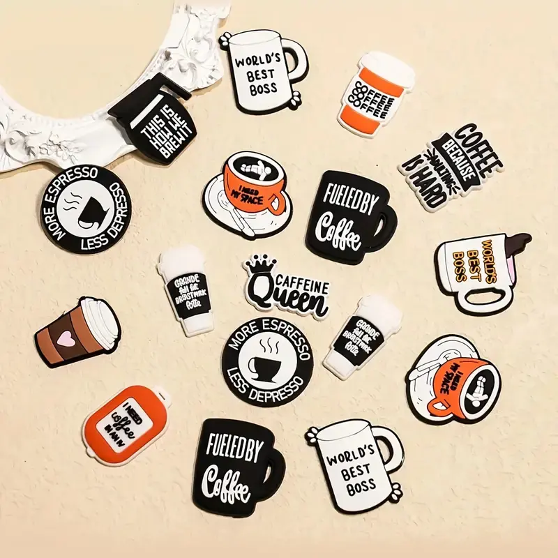 Jibbitz Ffor Crocs Coffee Pattern Design Jibbitz Shoe Charms Shoe Buckle Shoe Decorations DIY Accessories