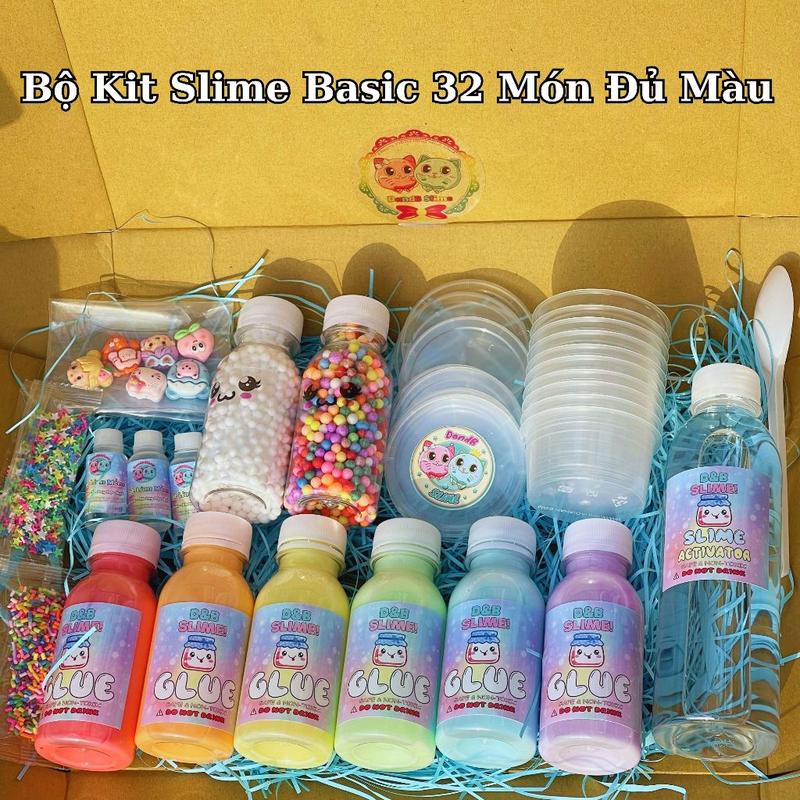 Bộ Kit làm Basic Slime Cầu Vồng Pastel 32 Món - Set làm Slime Cơ Bản Đủ Màu Có hướng dẫn đầy đủ Đồ Chơi Toy