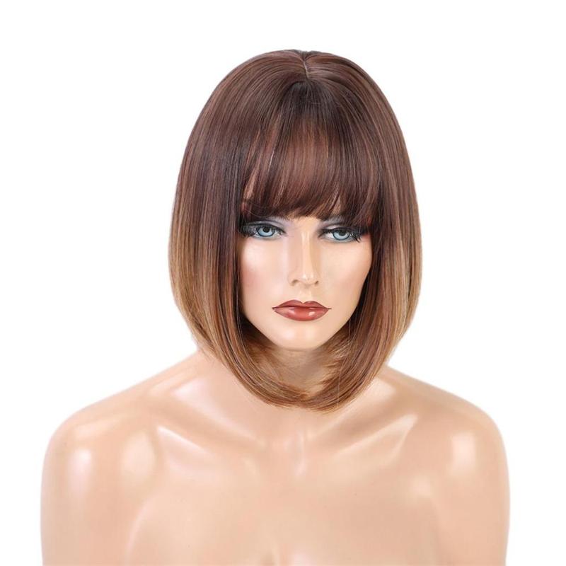 12 inch Heat Resistant Synthetic Womens Ombre Bob  for Daily Ombre Brown 1