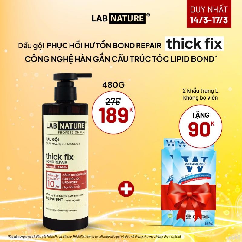  Gàu biến mất  Tự tin tỏa sáng! Dầu gội Ngăn rụng tóc Lab Nature Thick Fix - Công Nghệ Hàn Gắn Cấu Trúc Tóc - 480g dầu  trị  nấm  da  đầu 