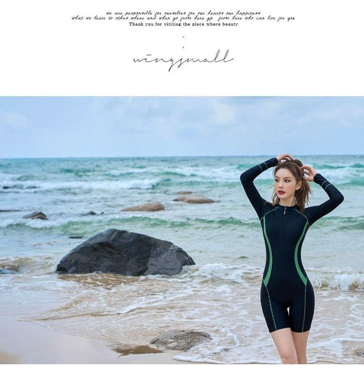 Product Introduction of Swimsuit for Women 2024 New One-Piece Long Sleeves Conservative Racing Super Sexy Surfing Hot Spring Slimming Slim Fit Swimming Suit 13