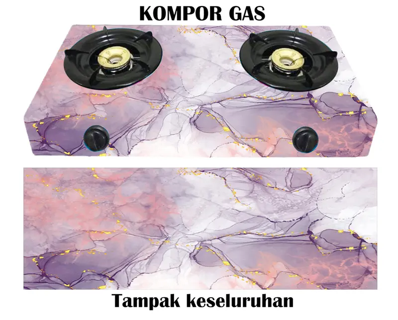Sticker Kompor 2 Tungku Motif Marmer Elegant 0