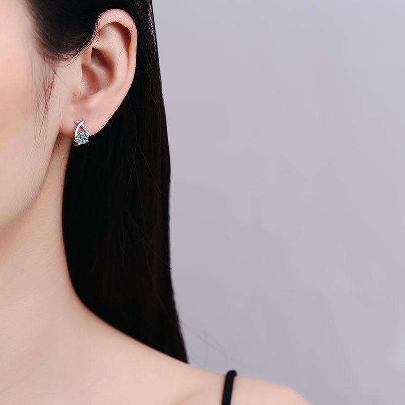 S925 Sterling Silver Earrings Moissanite Stud Earrings Cross Water Drop Earrings Light Luxury Korean Style 1 Karat Moissanite Stud Earrings for Women 4