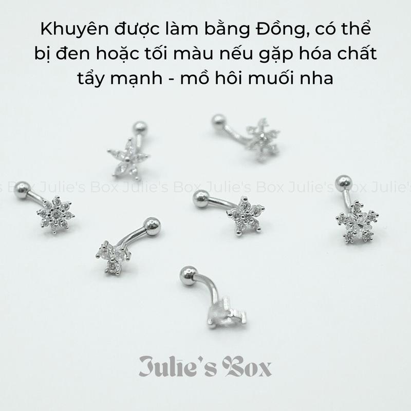 [1 CHIẾC] [XỎ] Khuyên Tai ROOK Bảy Mẫu Thân Màu Bạc Bi Tròn Unisex Không Gỉ Không Ngứa julies box 66 Hàng ngày 6